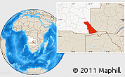 Shaded Relief Location Map of Rivungo, highlighted country