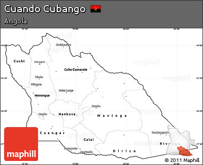 Blank Simple Map of Cuando Cubango, cropped outside