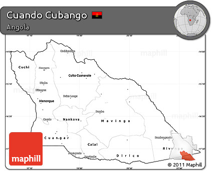 Blank Simple Map of Cuando Cubango, cropped outside