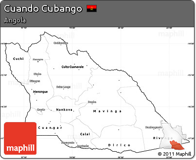 Blank Simple Map of Cuando Cubango, cropped outside