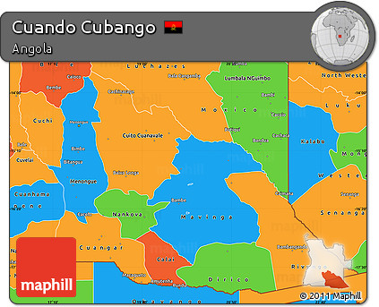 Political Simple Map of Cuando Cubango