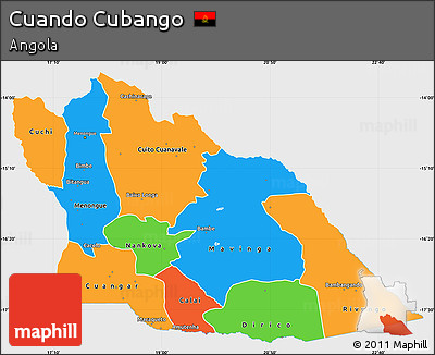 Political Simple Map of Cuando Cubango, single color outside