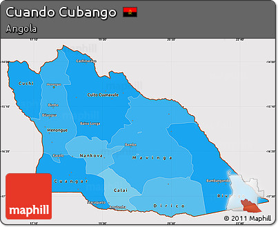 Political Shades Simple Map of Cuando Cubango, cropped outside