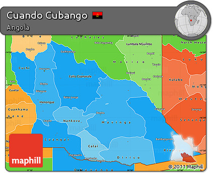 Political Shades Simple Map of Cuando Cubango