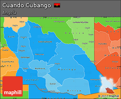 Political Shades Simple Map of Cuando Cubango