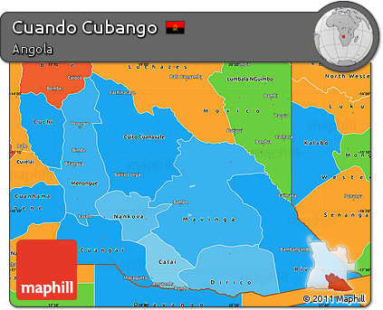 Political Shades Simple Map of Cuando Cubango, political outside
