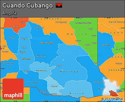 Political Shades Simple Map of Cuando Cubango, political outside