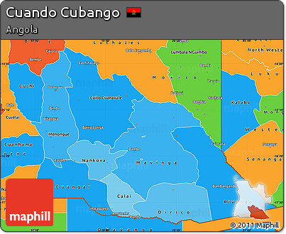 Political Shades Simple Map of Cuando Cubango, political outside