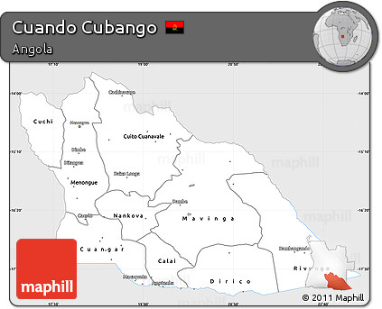 Silver Style Simple Map of Cuando Cubango, single color outside