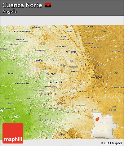 Physical 3D Map of Cuanza Norte