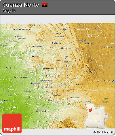 Physical 3D Map of Cuanza Norte