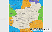 Shaded Relief 3D Map of Cuanza Norte, political outside