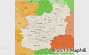 Shaded Relief 3D Map of Cuanza Norte, political shades outside