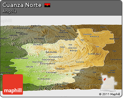 Physical Panoramic Map of Cuanza Norte, darken
