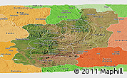 Satellite Panoramic Map of Cuanza Norte, political shades outside