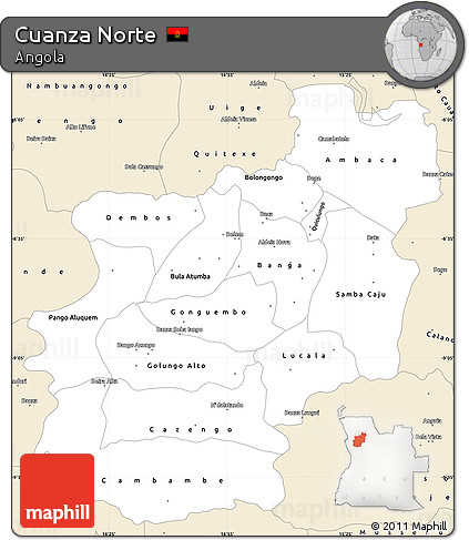 Classic Style Simple Map of Cuanza Norte