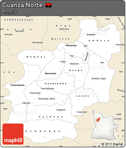 Classic Style Simple Map of Cuanza Norte