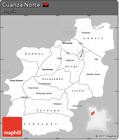 Gray Simple Map of Cuanza Norte, single color outside