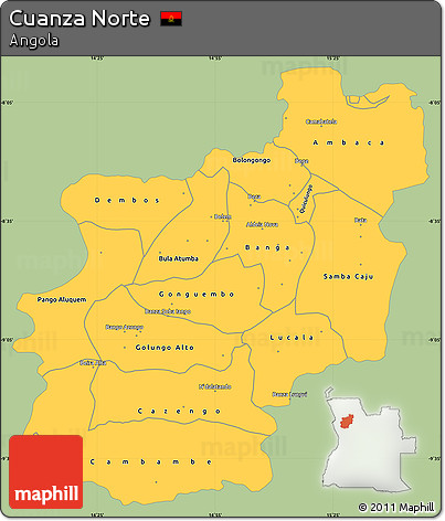 Savanna Style Simple Map of Cuanza Norte, single color outside