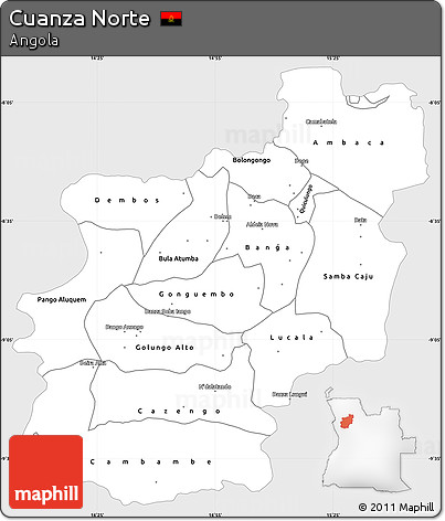 Silver Style Simple Map of Cuanza Norte, single color outside