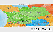 Political Shades Panoramic Map of Cuanza Sul