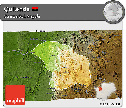 Physical 3D Map of Quilenda, darken
