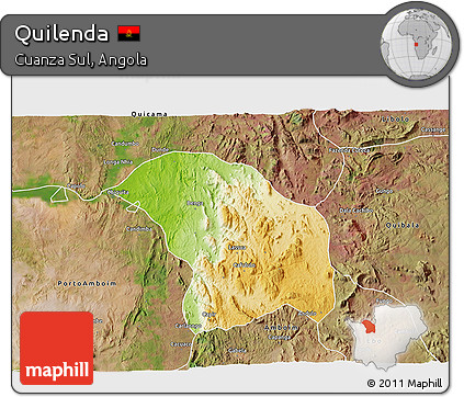 Physical 3D Map of Quilenda, satellite outside