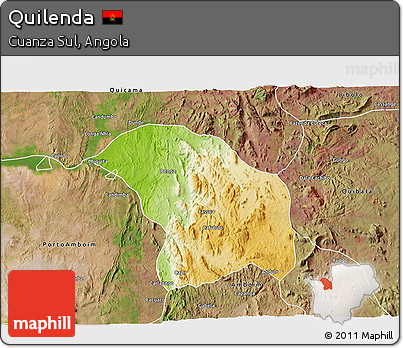 Physical 3D Map of Quilenda, satellite outside