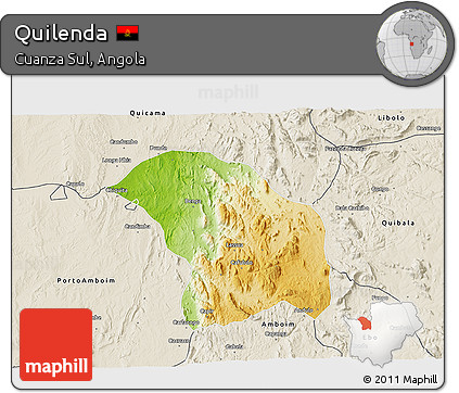 Physical 3D Map of Quilenda, shaded relief outside