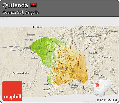 Physical 3D Map of Quilenda, shaded relief outside