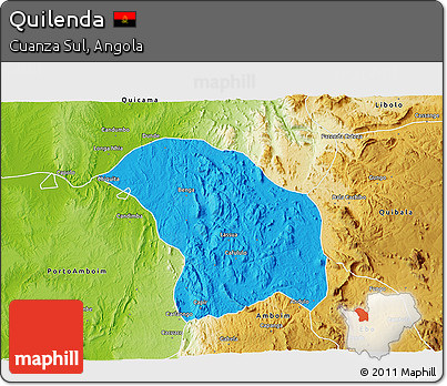 Political 3D Map of Quilenda, physical outside
