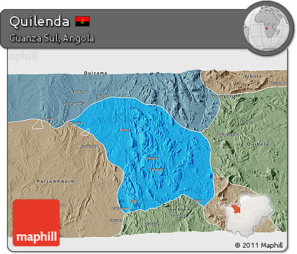 Political 3D Map of Quilenda, semi-desaturated