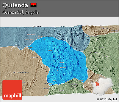 Political 3D Map of Quilenda, semi-desaturated
