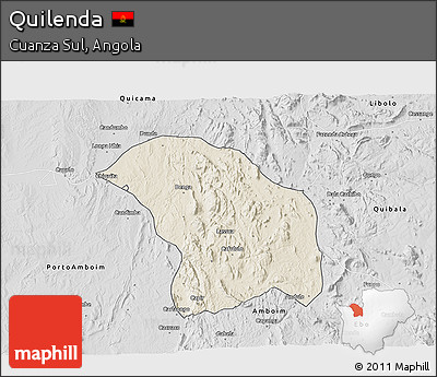 Shaded Relief 3D Map of Quilenda, desaturated