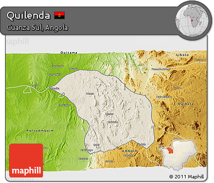 Shaded Relief 3D Map of Quilenda, physical outside