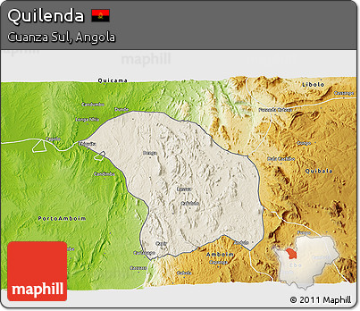 Shaded Relief 3D Map of Quilenda, physical outside