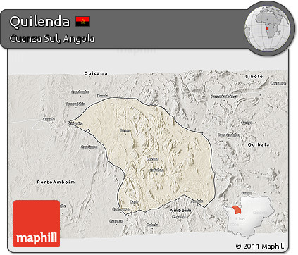 Shaded Relief 3D Map of Quilenda, semi-desaturated