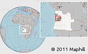 Gray Location Map of Quilenda, highlighted country, highlighted parent region, within the entire country, hill shading