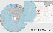 Gray Location Map of Quilenda, highlighted country, hill shading