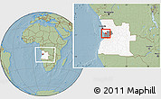Savanna Style Location Map of Quilenda, highlighted country, highlighted parent region, within the entire country, hill shading
