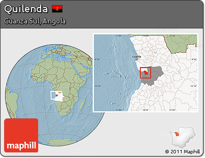 Savanna Style Location Map of Quilenda, highlighted country, highlighted parent region, hill shading