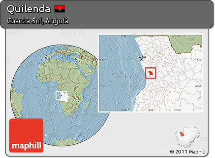 Savanna Style Location Map of Quilenda, highlighted country, hill shading