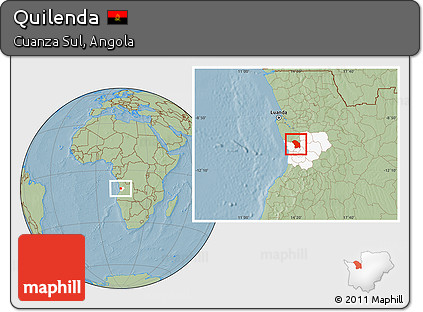 Savanna Style Location Map of Quilenda, highlighted parent region, hill shading