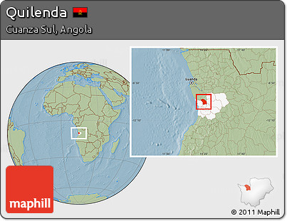 Savanna Style Location Map of Quilenda, highlighted parent region, hill shading