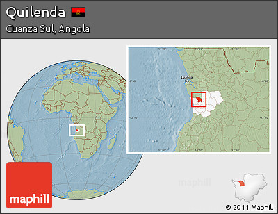 Savanna Style Location Map of Quilenda, highlighted parent region, hill shading