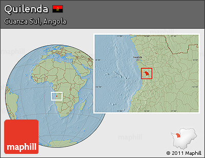 Savanna Style Location Map of Quilenda, hill shading