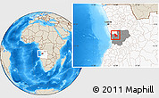 Shaded Relief Location Map of Quilenda, highlighted country, highlighted parent region