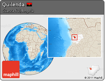 Shaded Relief Location Map of Quilenda, highlighted parent region