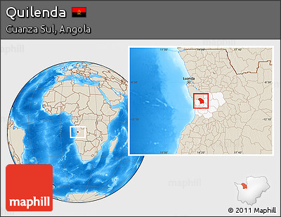 Shaded Relief Location Map of Quilenda, highlighted parent region