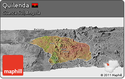 Satellite Panoramic Map of Quilenda, desaturated